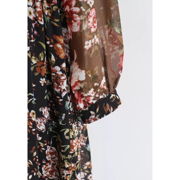 SOLD OUT Bohemian Chiffon Floral Long Sleeve Dress - Picture 5 of 11
